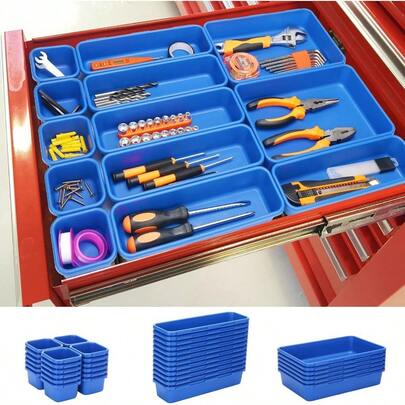 42 Pack Tool Box Organizer Tool Tray Dividers Rolling Tool Chest Cart Cabinet Workbench Desk Drawer Organization And Storage For Hardware Parts Screws Nuts Small Tools Organization Grey