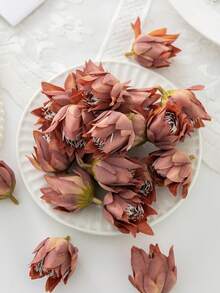 5/800个仿真菠萝花头假植物，人造花，可用于DIY花束、花环材料、糖果盒配件、胸花、头花材料、生日派对蛋糕配件、家居装饰、新娘手捧花、婚礼装饰、房间装饰、厨房配件、餐厅、卧室装饰、新年装饰、户外花园、开业季 - 咖色-252 - 查看 1