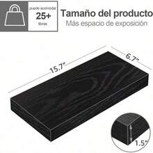 Repisas Flotantes Montadas en la Pared Negras para Baño Dormitorio y Cocina - Estantes de Almacenamiento y Decoración de Habitación con Capacidad de 10kg Repisa Colgante para Almacenamiento-3pack - negro 1 - Ver 3