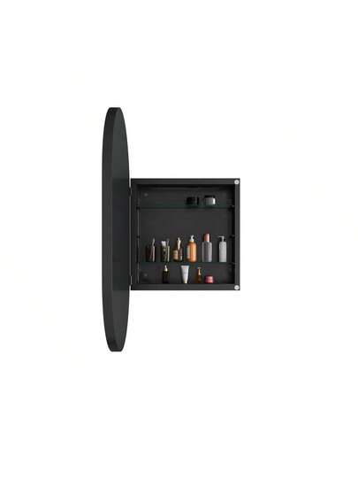 Elegante Oval Spiegel Cabinet, Built In Medicine Wand Mounted Cabinet Metal Frame, Adjustable Shelves, Storage Bathroom, Living Room Bedroom, Goud view 9