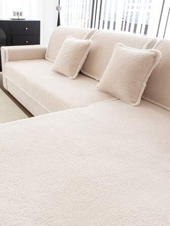 1件装现代简约设计加厚暖色绗缝毛绒沙发垫，乡村风格暖色调沙发套，防滑防宠物抓挠，四季皆宜，适用于客厅/餐厅/卧室/书房，适合1/2/3/4座沙发和组合沙发，秋季装饰，房间装饰，返校季，学习用品