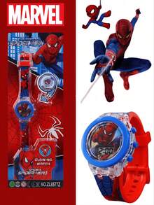 Marvel 漫威夜光青少年手表，蜘蛛侠卡通电子手表，超级英雄卡通手表，青少年礼物，精美吸塑卡包装