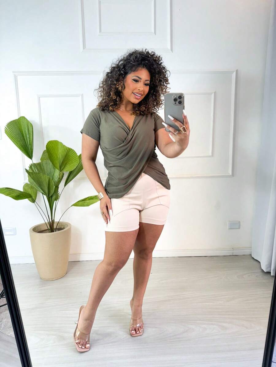 Women Blouses - Army Green - View 1