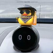 1件套可爱啤酒鸭造型汽车装饰摆件，复古酷炫黑色鸭子雕像摆件，可收藏小摆件，适用于汽车仪表盘/摩托车/自行车装饰 | 可爱的汽车内外装饰配件 - 黃色 - 查看 4