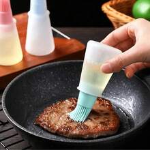 1pc/2pcsSilicone Oil Brush With Integrated Bottle - High-Temperature Resistant For BBQ, Air Fryer & Baking - Kitchen Essential