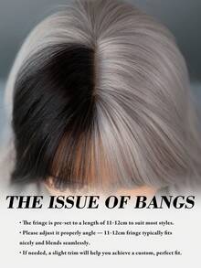 7JHH WIGS 双色假发 银灰粉色卷发假发 女士16英寸齐肩波浪假发 带刘海 合成耐热纤维 美丽蓬松假发 适合女孩日常派对角色扮演 初学者生日礼物（黑色挑染） - 彩色 - 查看 7