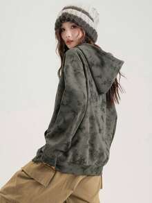 Hanorac retro american, tricotat, imprimat, casual, urban chic, pentru femei