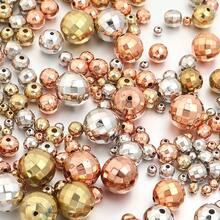 20-200pcs/Pack CCB Round Faceted Disco Ball Beads, Multi-Size, Fashion Classic Casual Gold & Silver Jewelry Making DIY Beads, Spacer Beads For Bracelets, Necklaces, Crafts, Decorations, Pendants, Wholesale Beads - Faceted Round Beads - View 6