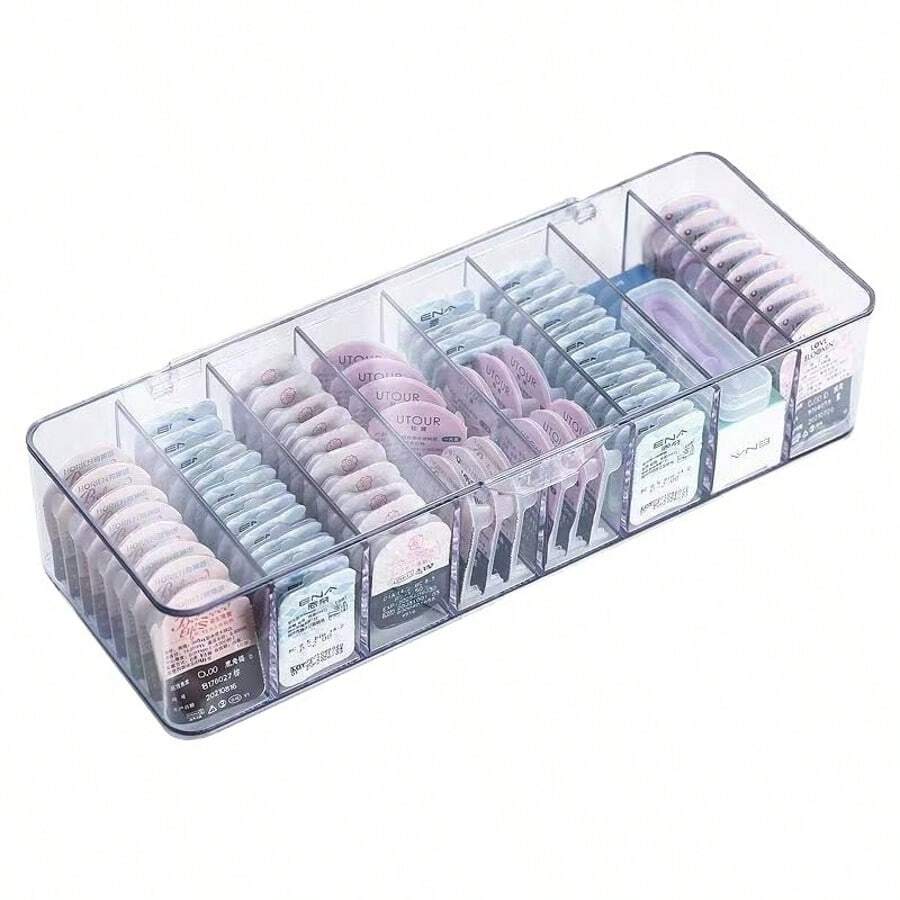 1pc Large Capacity Dustproof Invisible Contact Lens Storage Box, Daily Disposable Contact Lens Holder, Compartment Style Solid Color Case, Multi-Pair Capacity, Gift For Women, Christmas Gift, Ideal Gift For Her - Multicolor - View 1