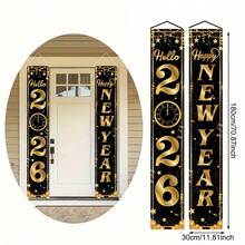 2026 New Year's Eve Party Decoration Set Background Cloth - "Happy New Year" Banner Door Curtain Installation - Home Decoration, Wedding Birthday Party Decoration - Easy To Hang Polyester Fiber Background Cloth, Suitable For Family New Year's Eve Celebration And New Year Holiday Design, Your Perfect Choice - Multicolor - View 11