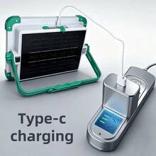 1pc Green Outdoor Solar Ground Light, Portable 280 LED Camping Lantern With Foldable Hook, 5 Lighting Modes, USB/Solar Rechargeable Battery, Suitable For Camping, Night Work, Party, Christmas, Halloween, Easter, Back To School Gift