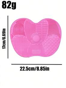 1/2 szt. Silikonowa mata do czyszczenia pędzli do makijażu, podkładka do czyszczenia pędzli do makijażu z przyssawką, podkładka do czyszczenia makijażu, przenośne narzędzie do czyszczenia pędzli do makijażu, silikonowa podkładka do czyszczenia pędzli do makijażu w kształcie jabłka, gąbka do makijażu, puderniczka, odpowiednia do podróży, domu, szkoły, akademika dla dziewcząt, wakacji, imprezy