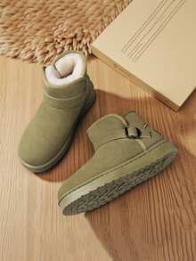 Men's High-Top Thick Warm Lined Snow Boots, Thick Sole, Cold-Proof, Couple Style, Autumn/Winter - Green - View 4