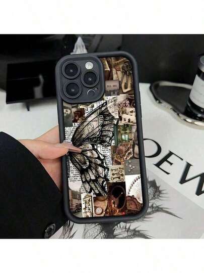 Retro Schmetterling Handyhülle für iPhone 17 16 15 14 Pro Max 13 12 11 XS Plus Stoßfest Fallschutz Robuste Langlebige Silikonhülle