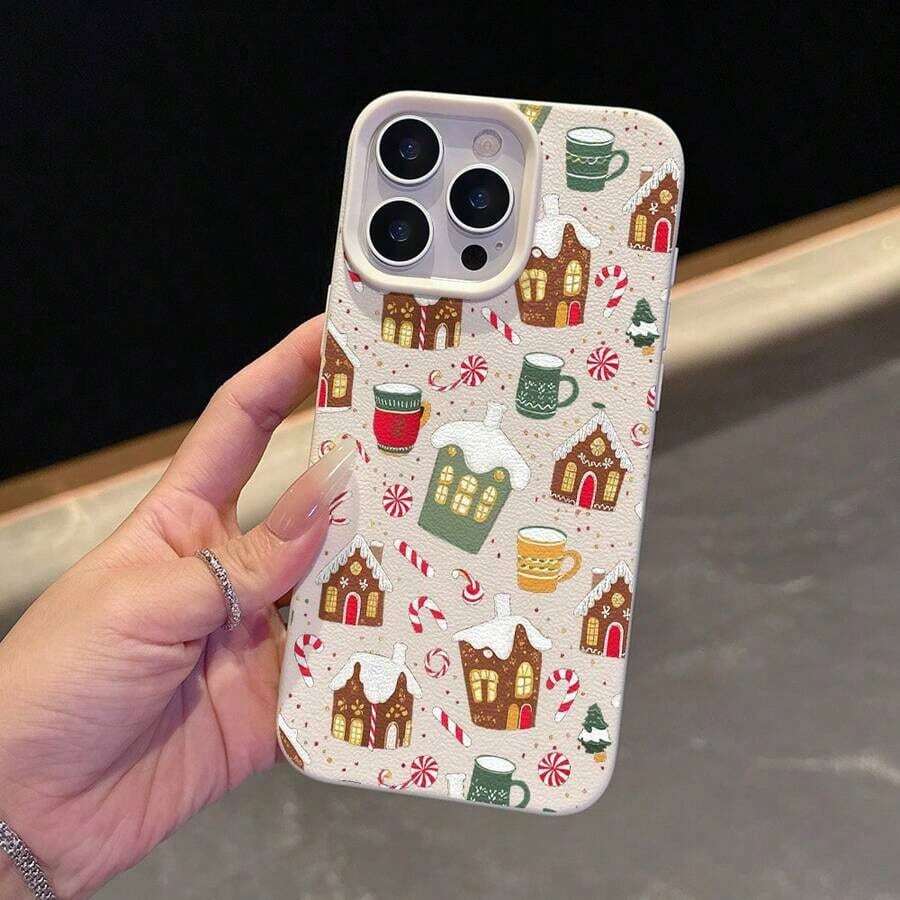 Teléfono con textura de cuero con patrones de pantalla completa, compatible con 11/12/13/14/15 16/17/Pro/Pro/Plus/. Vacaciones con tu novio o amigos. - Blanco - Ver 1