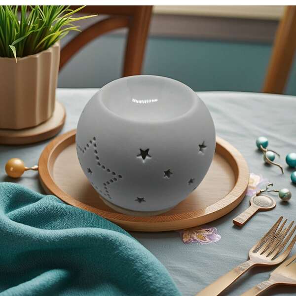 Ceramic Hollow Star Shaped Essential Oil Diffuser, Home Decor Ornament Incense Burner, Holiday Gift