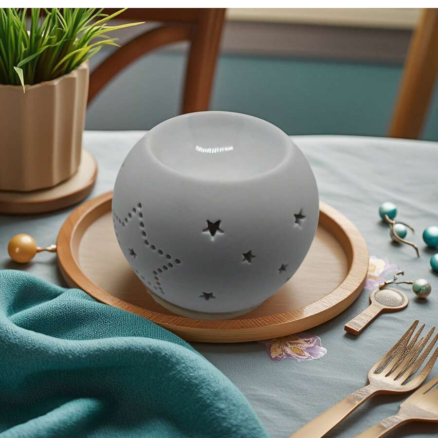 Ceramic Hollow Star Shaped Essential Oil Diffuser, Home Decor Ornament Incense Burner, Holiday Gift