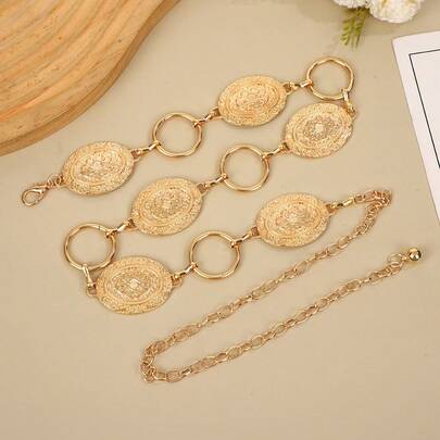 1 pièce Ceinture décorative en alliage de zinc doré vintage pour femmes, convient pour Noël et toutes les saisons