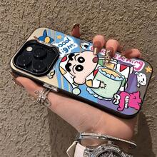 Pijamas de Graffiti Shin-chan Adecuados para Funda de Teléfono de Alto Valor Apple 15 Pro Max  16 Caricatura 14 Premium - Negro - Ver 6