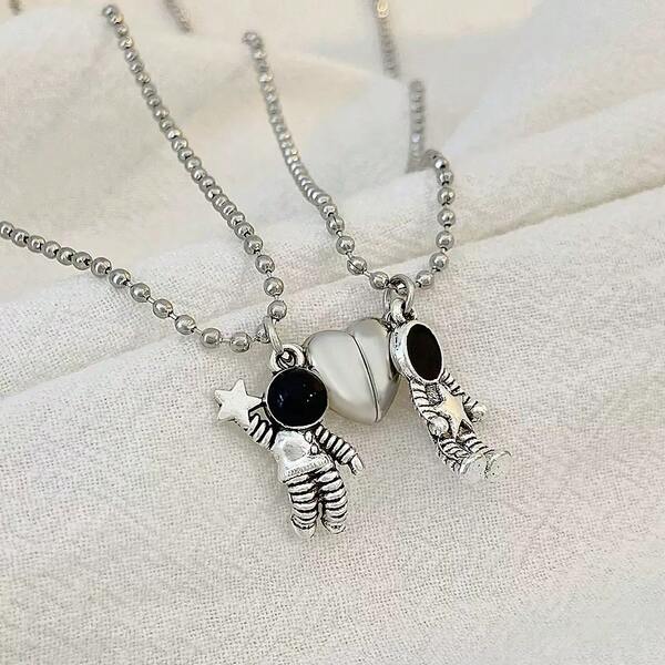 قلادة قلب متداخلة للزوجين/أفضل الأصدقاء، قلادة متطابقة عصرية، هدية للأزواج