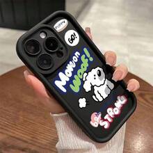 Funda para iPhone 14 de estilo europeo y americano, compatible con 16 Pro Max, Sky Eye Step 15 Plus, con diseño de cachorro de cabeza inclinada - Burdeos - Ver 5