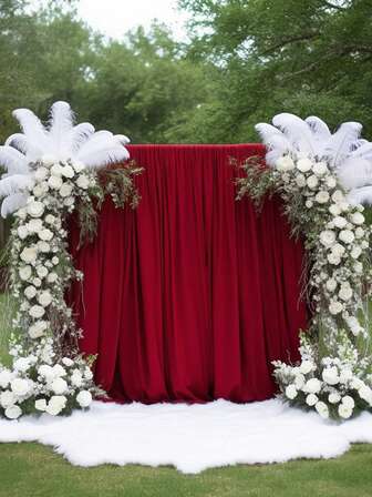 1PC,Romantic Red Polyester Wedding Backdrop, Made Of Stretch Polyester Fabric With A Pole Pocket, 9.84ft Extra-Large Size, Washable, Perfect For Valentine's Day, New Year's, Christmas, Birthday Parties, Anniversaries, Photography Backdrops