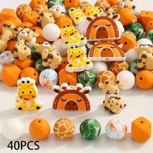 5/25/40颗3D可爱动物系列硅胶珠套装 - 松鼠/考拉/长颈鹿/乌龟/老虎 - 多种颜色和图案 | 趣味设计 | 光滑珠面 - 非常适合DIY钥匙扣、项链、手链、装饰笔、珠宝和吊坠工艺品 - 创意节日装饰珠宝制作材料 - 珠子及珠子组合 - 3D動物組合2 - 查看 15