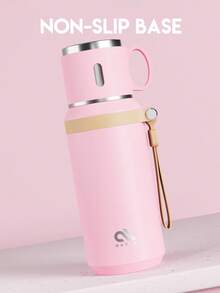 Meoky Bình nước giữ nhiệt bằng thép không gỉ 20oz (khoảng 950ml) nhẹ, có nắp và quai xách bằng dây thừng, thích hợp cho các hoạt động ngoài trời, đạp xe, leo núi, sử dụng tại văn phòng hoặc nhà, bình nước giữ nhiệt đa năng dùng được cho nhiều loại đồ uống. - Hồng - Xem 3