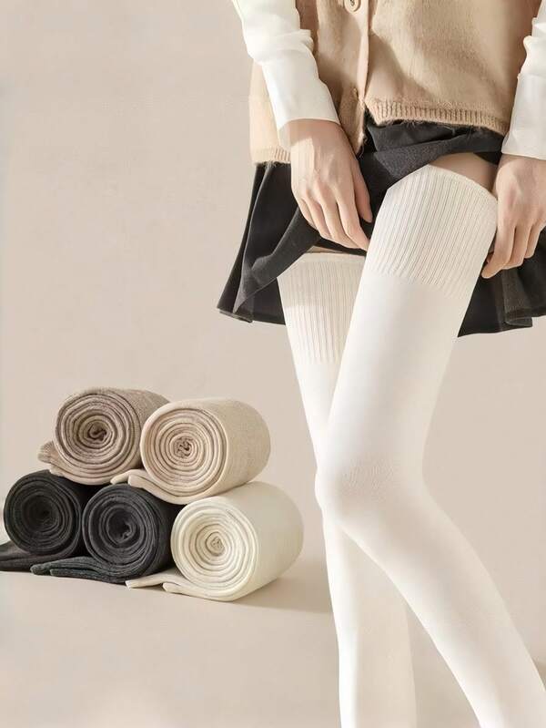 2Pairs Over-The-Knee Socks For Women, Long Socks, Thigh-High Socks, Autumn And Winter Knee Protectors Non-Slip Women's Long Tube Socks With Mild Pressure Suitable For Autumn And Winter
