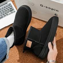 Autumn/Winter Black Thermal Lined Men's Warm Casual Snow Boots, Non-Slip, Versatile Sneakers - Black - View 4