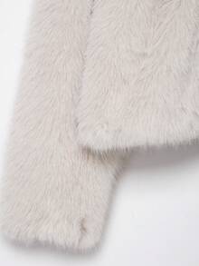 山茶花新款秋冬女装时尚休闲简约仿毛皮效果拉链外套 - 米色 - 查看 8