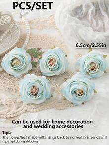 500 piezas Cabezas de flores de piña artificiales, flores artificiales para ramos DIY, material para coronas, accesorios para cajas de dulces, flores para el pecho, material para flores en la cabeza, accesorios para pasteles de fiesta de cumpleaños, decoración del hogar, flores para la novia, decoraciones de boda, decoración de habitaciones, accesorios de cocina, comedor, decoración de dormitorio - Azul claro - 161 - Ver 2