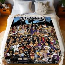 [HOMIES Printed Flannel Blanket] HOMIES Soft Printed Flannel Blanket - Multifunctional Nap Blanket And Small Throw With Creative Themed Patterns - Perfect Gift For Friends - đầy màu sắc - Xem 2