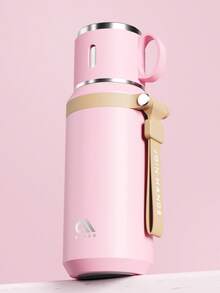 Meoky Bình nước giữ nhiệt bằng thép không gỉ 20oz (khoảng 950ml) nhẹ, có nắp và quai xách bằng dây thừng, thích hợp cho các hoạt động ngoài trời, đạp xe, leo núi, sử dụng tại văn phòng hoặc nhà, bình nước giữ nhiệt đa năng dùng được cho nhiều loại đồ uống. - Hồng - Xem 5