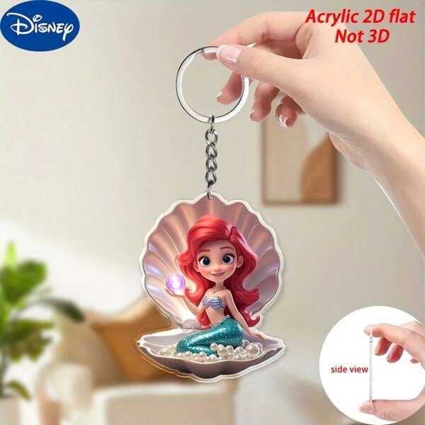2D Design Plano, 1 Pingente Colecionável Oficial da Disney Ariel, Cabelo Vermelho e Peixe, Acrílico Transparente, Olhos Expressivos - Presente de Aniversário/Natal/Dia dos Namorados, Adequado para Meninas, Mulheres, Fãs da Disney - Mercadoria Oficial da Disney, Adequado para Mochilas, Bolsas, Chaves de Carro - Acessório Colecionável da Ariel, Design Plano 2D, Decoração de Natal