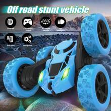 The Best Gift RC Car! 360° Flip Remote Control Car For Kids, Double-Sided Driving Stunt Vehicle With Cool Lights, Rotating Toy For Boys Girls (Ideal For Christmas, Birthday, Children's Day) - 藍色 - 查看 1