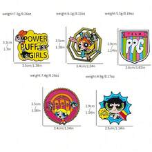 华纳兄弟 1/5 件套可爱卡通动漫胸针套装 经典飞天小女警珐琅别针 背包服装首饰金属徽章配饰礼品 - 均碼 - 查看 2