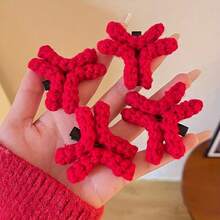 3个可爱生气表情女士发夹 - 趣味卡通鸭嘴发夹，纯色，适合所有12个月的简约时尚配饰，可爱发饰，俏皮设计，耐用发夹，红黑编织马尾辫造型发夹，辫子，韩式发型，发夹，生气钩针发夹，趣味单品，情绪发夹 - 彩色 - 查看 4