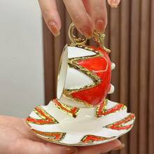 1 Set Antique Style Gold Edged&Red/Blue/Black Coffee Cup And Saucer Christmas Gifts,Irregular Emboss European Style Gold Edged Luxury Ceramic Set, Exquisite Arabic Afternoon Tea Set,Suitable For Coffee, Cappuccino Latte Cup,Milk, Flower Tea Cups, Valentine's Day, Autumn, Winter Christmas Gifts- (80ML)