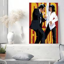 2D Flat Printing, 1pc, Pulp Fiction Characters In Dynamic Dance Pose Against Bold Red Background With Visible Yellow Text FLYING Man In Dark Suit With Raised Fists Woman In White Shirt Black Pants With Confident Stance Capturing Cinematic Energy, Canvas Wall Art For Living Room, Bathroom Wall Art Bedroom Framed Wall Art Poster Art Prints Ready To Hang Pictures Home Decorations Wall Decor For Office - Nhiều màu - Xem 3