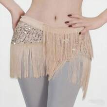肚皮舞臀巾 舞蹈服 肚皮舞服装 配饰 不对称裹身亮片腰带 流苏臀巾