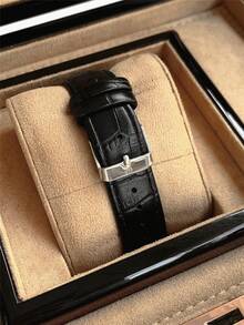 Pablo Raez 原创魅力情侣腕表，奢华男女经典腕表，长方形罗马数字复古中性不锈钢情侣腕表，带日期显示，银色表盘，黑色超细纤维皮革表带，时尚全新 AAA 设计男女石英腕表