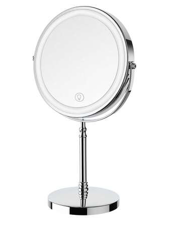 8-Inch Illuminated Vanity Mirror, Magnification, 3 Light Colors, Adjustable Brightness And Height, 360 ° Rotation, 10x Magnifying Glass With Light, Women's LED Vanity Mirror - Chrome Color