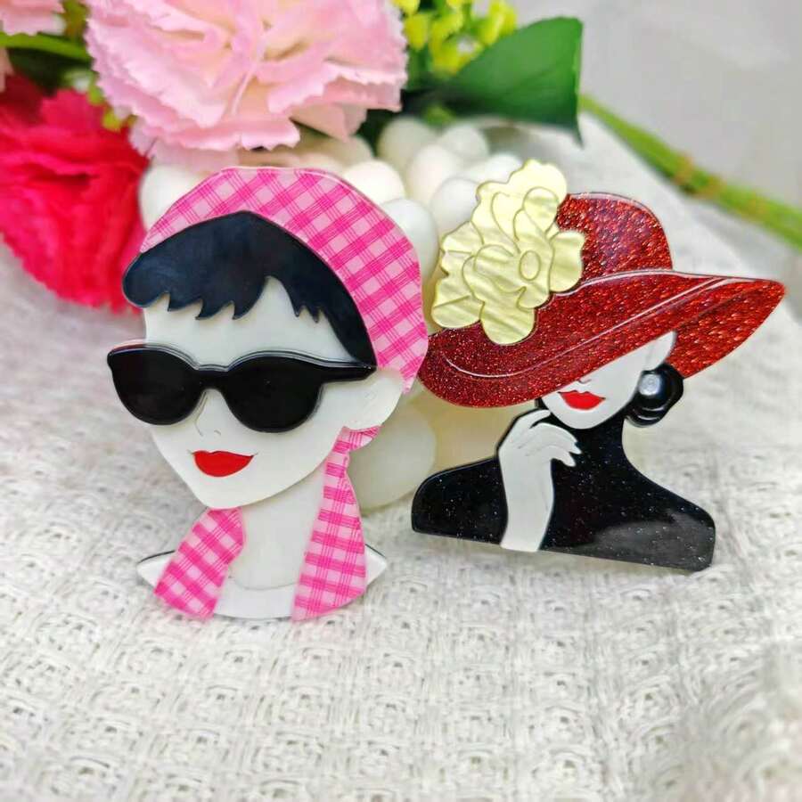 Spilla in acrilico alla moda e carina per le donne - combina stile e adorabilità, adatta per cappelli, borse, sciarpe, accessorio dolce - A - Visualizzare 1