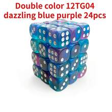 24pcs/Set 12mm Dual-Color Vibrant Mini Dice Set, Rounded Corners, Acrylic (PMMA) Material Suitable For Tabletop Games And Educational Props, Applicable For Tabletop RPG, Party Games And Interactive Games, Vivid Colors. Christmas & New Year Game Dice - Multicolor - View 11