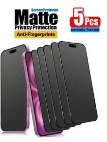 5pcs Matte Privacy Screen Protector, 2.5D Anti-Fingerprint Matte Privacy Screen Protector, Full Coverage, Ceramic Matte Screen Protector, 2pcs Compatible With Iphone 17 Pro Max P [Touch Sensitivity Same As Original Screen], Privacy Protection Film [Non-Glass Material], Compatible With Phone Case, Anti-Scratch, Compatible With Iphone 17/16ProMax/16E/16Plus/15ProMax/14/13/12/11/XR/X/XS/7/8 - 5Pcs - View 16