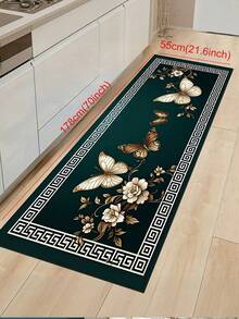1 pieza Alfombra de cocina con patrón de mariposa y floral dorado, alfombra de lujo moderna absorbente y antideslizante para la cocina, alfombra de pasillo, decoración de cocina pequeña, alfombra para fiestas y reuniones en el hogar, felpudo de entrada interior, alfombra de cocina gruesa y cómoda sin olor, alfombra decorativa antideslizante para la cocina - Multicolor - Ver 17