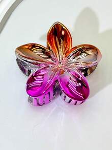 1个/3个/6个 花卉印花波西米亚风ABS塑料（ABS树脂）2025新款热销电镀雏菊发夹，适合返校、度假、旅行、派对、生日、办公室、海滩等场合，时尚爪夹冬季发饰时尚发爪