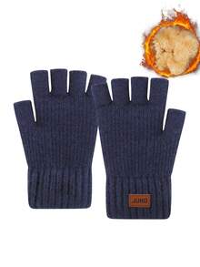 1 件女士冬季双层保暖内衬触摸屏手套，针织垂直条纹图案，温暖时尚的全指手套，适合寒冷天气，适合日常使用、派对、餐饮、骑自行车、旅行、写作和办公室