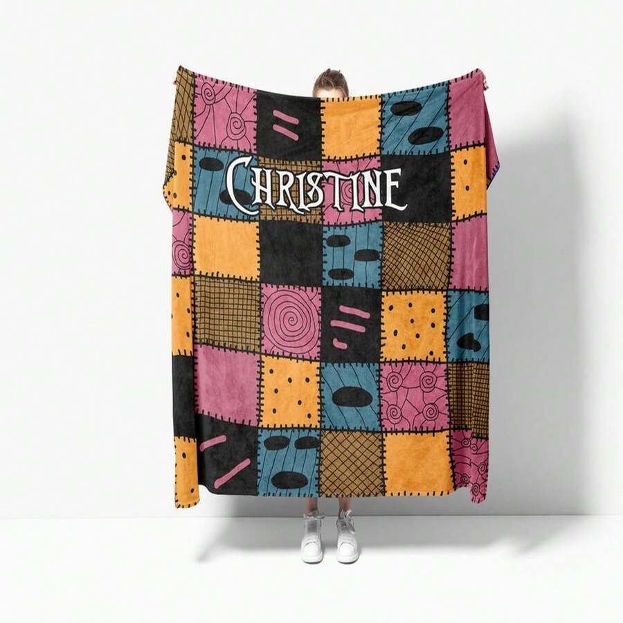 Nightmare Before Christmas, Custom Name Blanket - White - View 1